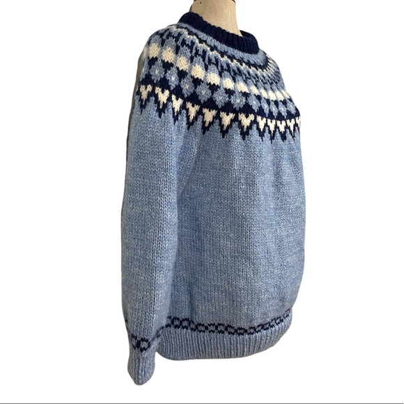 SOLD — Hand Knitted Fair Isle Long Sleeve Pullover Sweater - Picture 2 of 8
